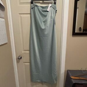 MEROKEETY Women 2025 Summer Strapless Satin Tube Bodycon Backless Maxi Dress -XL